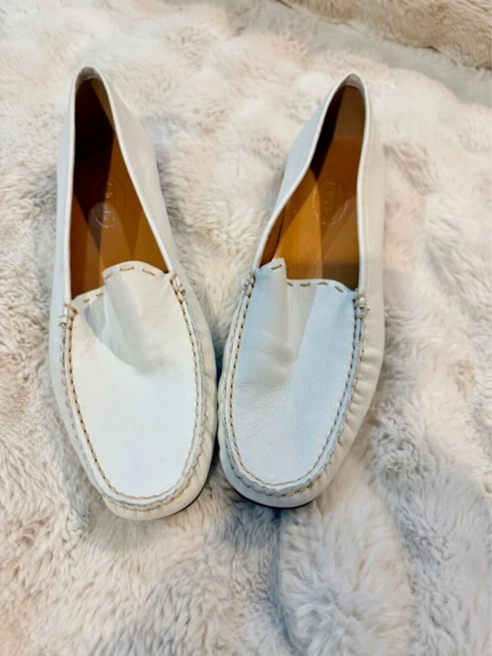 Talbots White Leather Loafers